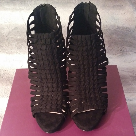 Black Strappy Heels by Fergie - Picture 2 of 6